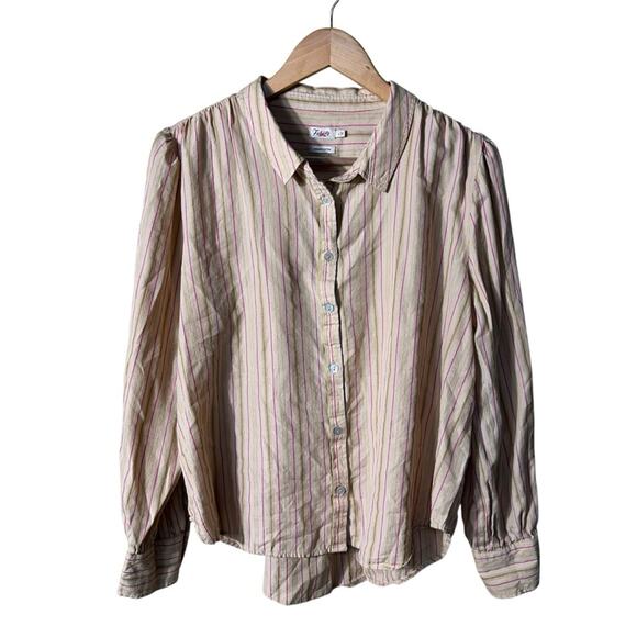Faherty Byrd Button Down Top in Sitka Stripe Size Large - Picture 9 of 11